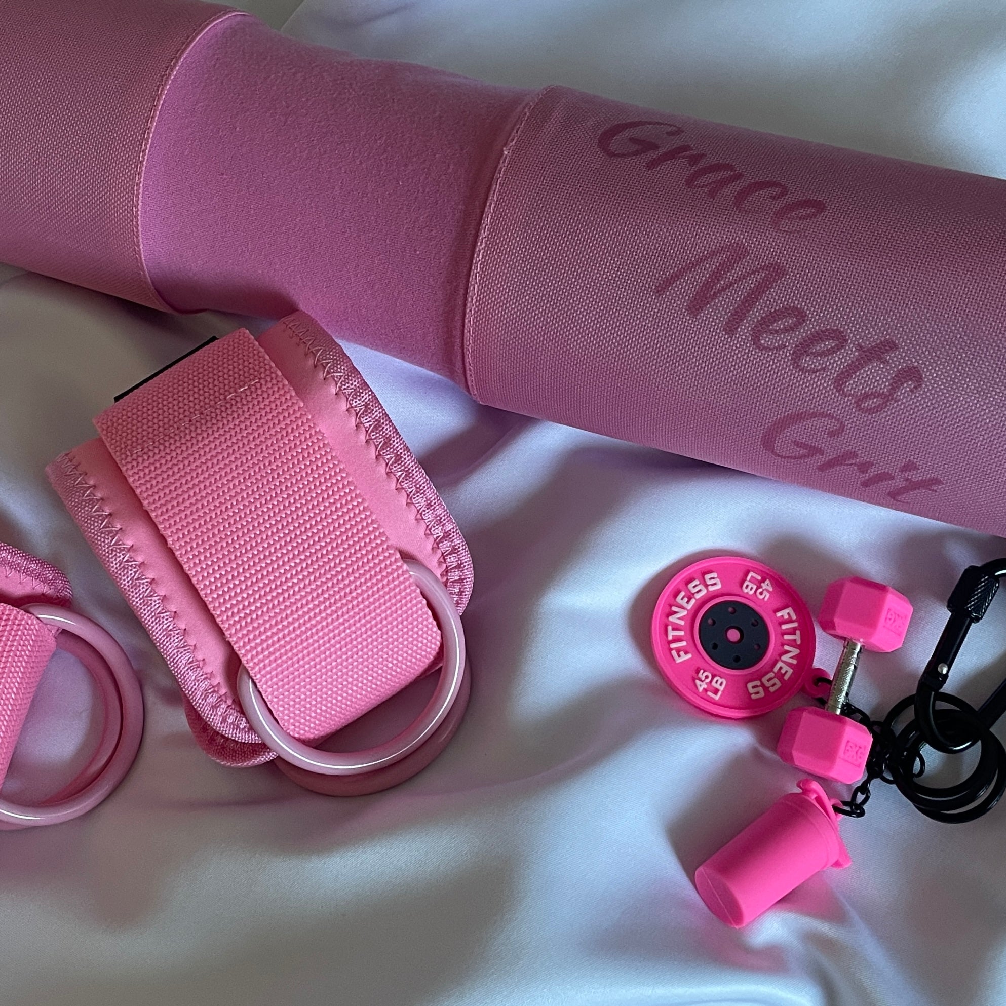 Pink Barbel Pad Gift Set with Ankle Straps and Keyrings