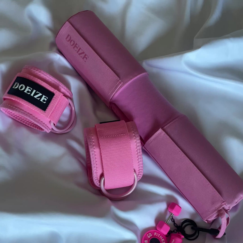 Pink Barbel Pad Gift Set with Ankle Straps and Keyrings